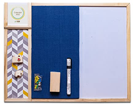 IVEI Kombinationstafel – Pin- und Whiteboard-Kombination – trocken abwischbar – Pinnwand – Memoboard – Kalender | Allzweck-To-Do-Tafeln für Büro, Schule, Zuhause | 38,1 x 48,3 cm | (mit Metalltafel