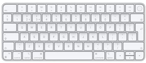 Apple Magic Keyboard with Touch ID: Bluetooth, rechargeable. Works with Mac computers with Apple silicon; British English, white keys