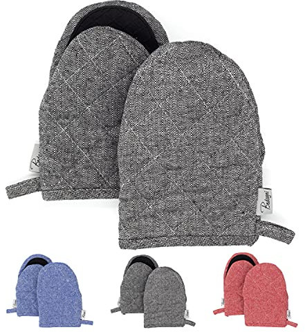 Bedogni Reggio Emilia Gants de Four et Barbecue en Coton épais avec Prises en Silicone Anti-Chaleur, pouvant être accrochés,Gants de Cuisine pour Cuisiner