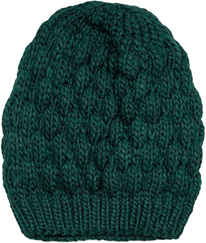 styleBREAKER Damen Strick Beanie Mütze mit Bubblemuster, Einfarbige Winter, Raspberry Pattern Strickmütze 04024193, Farbe:Dunkelgrün