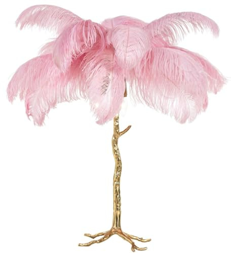 Casa Padrino Luxus Tischleuchte Palme Rosa/Gold 75 x 75 x H. 80 cm - Moderne Tischlampe im Palmen Design - Luxus Leuchten - Luxus Qualität