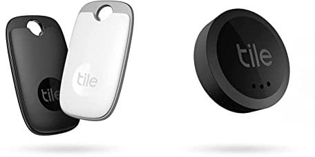 Tile Pro (2022) Bluetooth Item Finder, Pack of 2, 120 m finding range, Black/White & Sticker (2022) Bluetooth Item Finder, Pack of 1, Black