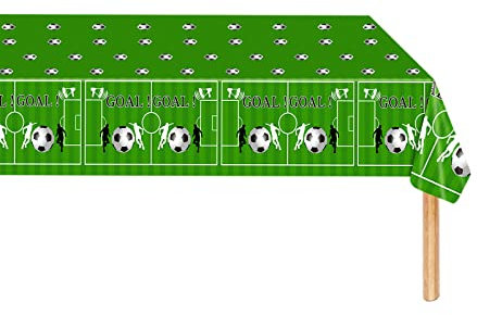 130*220cm Football Table Cloth Table Cover Party for Boys,Football Party Decorations Supplies Disposable Plastic Tablecloth,Green Football Soccer Ball Tablecover for World Cup 2022,Boys Birthday Party