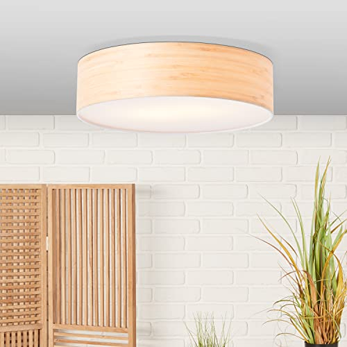 Brilliant dimmbare Deckenlampe im Nature Stil - dekorative Deckenleuchte - 2x E27 max. 33W - Beleuchtungslösungen für funktionale Zwecke aus Metall/Holz, in holz hell/weiß - Ø 38cm