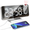 Xakay Projektionswecker für Schlafzimmer Decke Digital Wecker, Wecker mit Projektion 180 °, USB-Anschluss, 7,3 Zoll Großer LED-Anzeige, Dual Alarme, Schlummermodell, 4 Dimmer für Kinder, Senioren