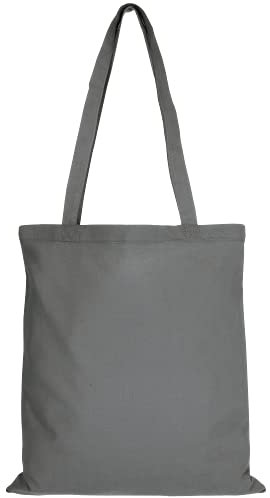 TEXXILLA Baumwolltasche - OEKO-TEX 100 zertifiziert | mit zwei langen Henkeln | 38x42cm | Jutebeutel | Einkaufstasche | unbedruckt, Farbe:stahlgrau