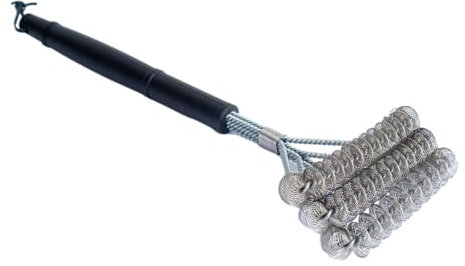 Texas Club BBQ Grate Cleaning Tool | 3-Head Bristle Spiral Brush for Barbeque Grill, 43 cm