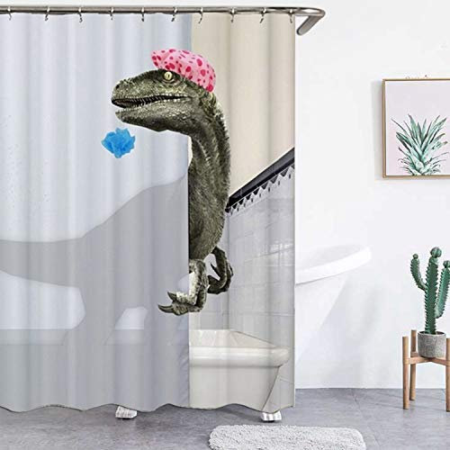 Iunipusy Dinosaurier Duschvorhang Lustig Dusche Vorhang Wasserdicht Bad Vorhang Dusche Zubehör Bad Vorhang, Schimmelresistent und Wasserdicht, inkl. 12 Ringe, 180x180cm