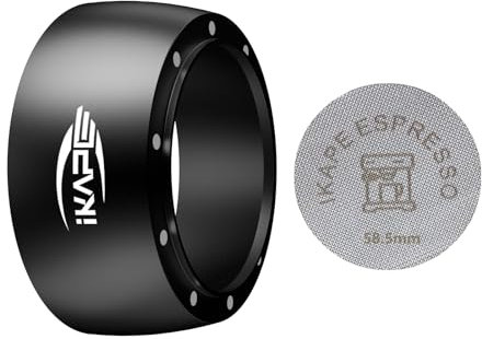 IKAPE Magnetic Dosing Funnel Set, 58MM Espresso Dosing Ring & Puck Screen Kit Compatible with 58MM Bottomless Portafilter - with 10 Small Magnet (Black)