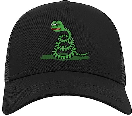 Gadsden Pepe The Frog Don't Tread On Me Memes Halbmaschige Trucker-Cap-Baseballmütze aus Baumwolle Schwarz