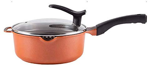 OQHAIR Antihaftbeschichtete Woks und Bratpfannen mit Deckel, Kupferpfanne mit Edelstahl-Hilfsgriff, Schmorpfanne für Induktion, Gas, Elektro
