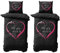 Leonado Vicenti Partner Bettwäsche 135x200 Microfaser 4 teilig Herz in Pink und Love Fotodruck mit Reißverschluss Schwarz