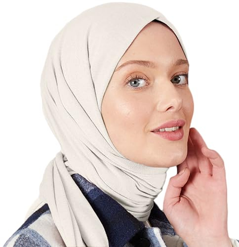 Premium Jersey Turban Kopftuch Schal Wrap Instant Hijab Für Damen | Instant Hijab | Schal Cap für Frauen Hijab Muslim (Beige)