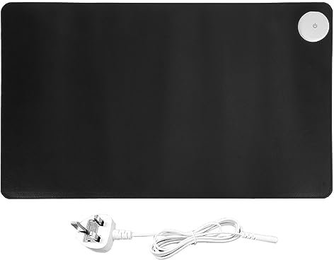 Vikye Heated Mouse Pad, 24 In X 14 In Electric Warm Desk Pad with 3 Temperature Control, Warm Large Mouse Pad for Home School Office (Black) (UK Plug)