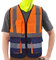 AYKRM Chaleco de seguridad Reflectante Alta visibilidad Ropa de trabajo rejilla Cremallera Multibolsillos Naranja Azul marino