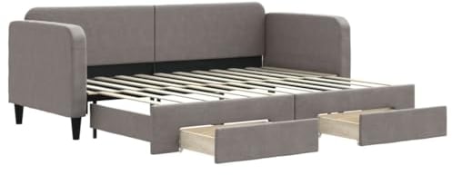 vidaXL Tagesbett, Ausziehbar Schlafsofa mit Schubladen, Bettsofa Gästebett für Schlafzimmer Wohnzimmer, Sofa Bett Ausziehbett, Taupe 80x200 cm Stoff
