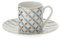 Hervit Set due tazzine caffè in porcellana blu/oro con piattino in porcellana Vlk Design 12x6 cm