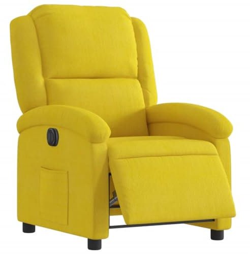 vidaXL Relaxsessel, Elektrisch Sessel mit Liegefunktion, Fernsehsessel Verstellbare Rückenlehne Fußstütze, Liegesessel Ruhesessel Polstersessel, Gelb Samt