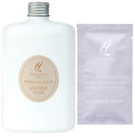 Hypno Casa - Profumo Concentrato per Bucato Made in Italy, per Lavatrice e a Mano - 400 ml + 1 Bustina Omaggio da 10 ml. (Cotone Wash)