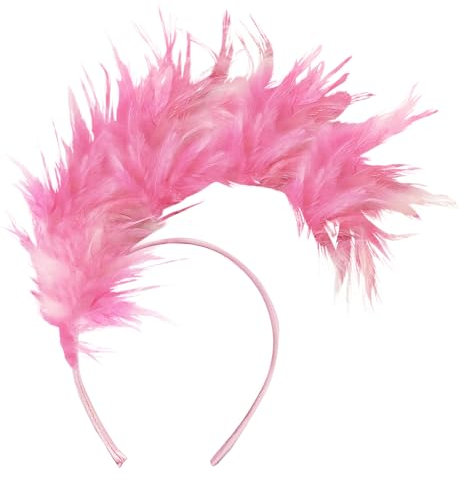 DAZZLUXE 1 serre-tête à plumes roses - Accessoire de cheveux rétro pour femme - Accessoire tendance pour les bals, les fêtes et les fêtes