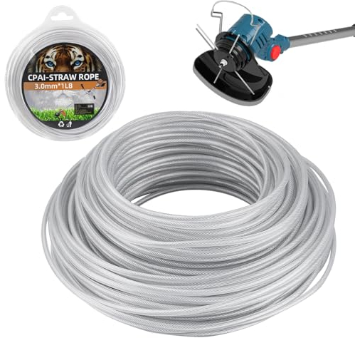 AVCXEC Hilo Desbrozadora Acero 3mm x 40 m, Hilo de Corte de Alambre de Acero, Línea de Corte de Hilo de Alambre para Cortacésped y Desbrozadora