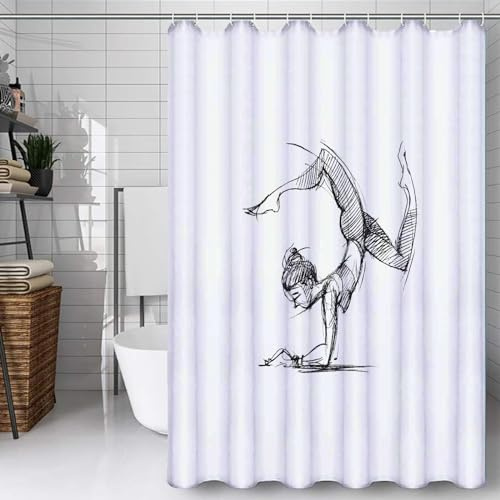 3D Meditation Yoga Duschvorhang 200x200, Wasserdicht Waschbar Anti-Schimmel Polyester Duschvorhänge Karikatur Muster Shower Curtain Badvorhänge mit 12 Ringe für Badezimmer
