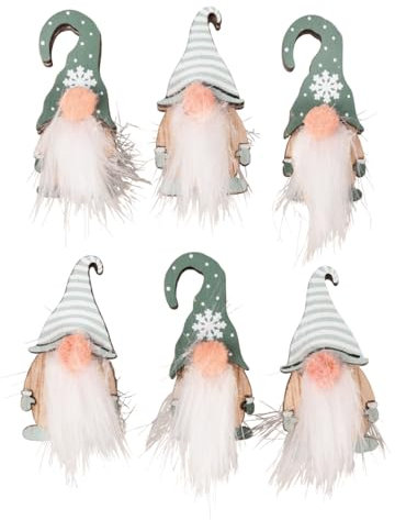 Rayher Holz-Streuteile Wichtel, 6 Stück, 2,3 x 4,5 cm, mit Klebepunkt, sortiert, Holz FSC zertifiziert, Holzstreuer Tischdeko, Tischstreuer, Streudeko, 46761000