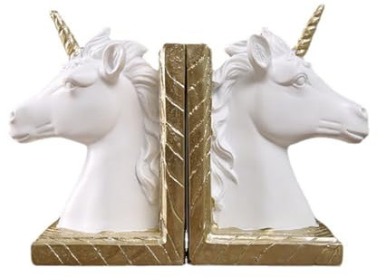 Lot de 2 Serre-Livres Licorne créatifs for Livres Lourds, Serre-Livres décoratifs en résine, Ornements en Forme de tête de Cheval, Serre-Livres antidérapants tête de Cheval, Serre-Livres