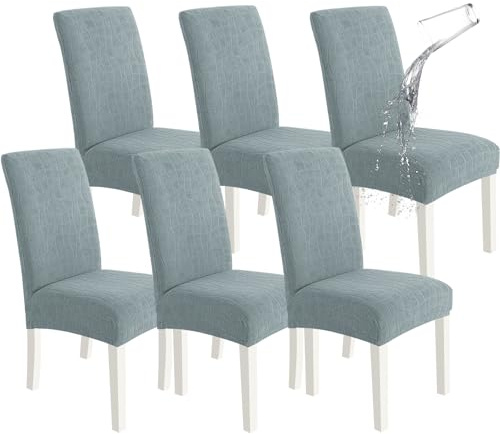 Ystyle Stretch Stuhlhussen 6er Set, Stuhlbezug Elastischer, Grau Blau | Stuhlbezug Elastischer Für Stühle Abnehmbarer, Stuhlbezüge Chair Cover Langlebig Universal, Für Bankett Deko Und Partys
