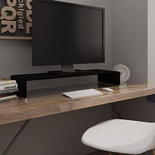 ShGaxin Meuble TV en verre noir 90 x 30 x 13 cm, meuble TV, meuble TV salon, meuble TV moderne - 244138