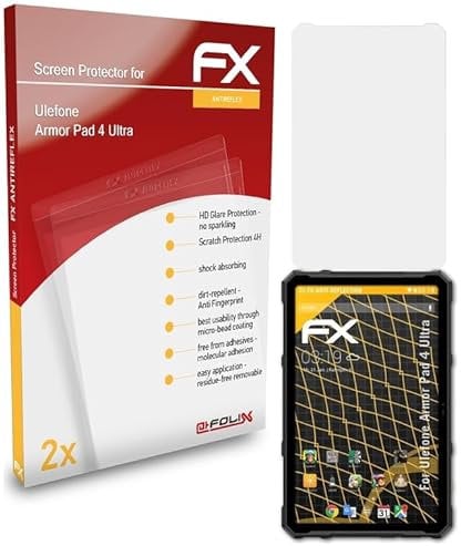 atFoliX Panzerfolie kompatibel mit Ulefone Armor Pad 4 Ultra Schutzfolie, entspiegelnde und stoßdämpfende FX Folie (2X)