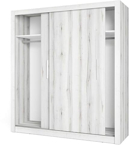 Miroytengo Mueble Armario para Habitación Dormitorio Sava Estilo Contemporáneo en Color Blanco Albo con 2 Puertas Correderas 182x201 cm