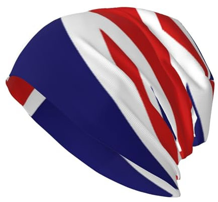 UK Flag Beanie Knit Hat for Men and Women,Print Warm Comfortable Breathable Soft Beanie for Outdoor Black