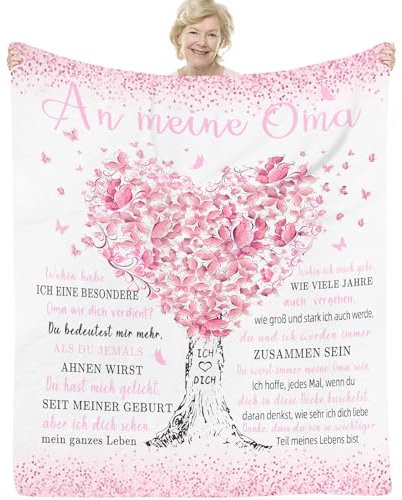 TFCIOD Weiche Decke Sinnvolle Geburtstagsgeschenk Oma, Kuscheldecke Flauschig, Enkel, Superweicher Flanellanteil in 400g, Weiche und Gemütliche Dicken Decke 150x130CM