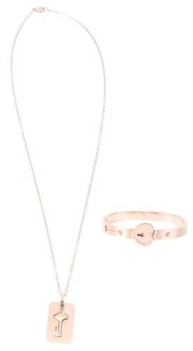 LALADEFIEE Lock Bracelet Key Necklace Heart Shape Titanium Steel Bracelet for Valentine's Day Stylish Jewelry Accessory