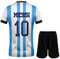 PraiseLight Argentine Domicile #10 - Maillot de football court - Leo Blue - Pour enfant - Cadeau de football - Tailles adolescentes (maison, 164 (10-11 ans))