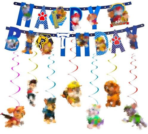 Geburtstag Deko Hund, Dog Bunting Girlande und hängende Dekoration, Happy Birthday Banner Dekorationen, Gute zum Geburtstag Banner Dekorationen, Thema für Kinder Party