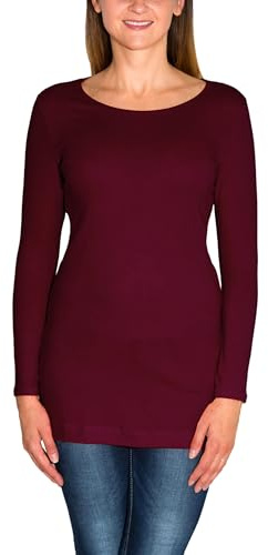 Alkato Damen Langarm Langarmshirt Tunika Basic Shirt | Longshirt