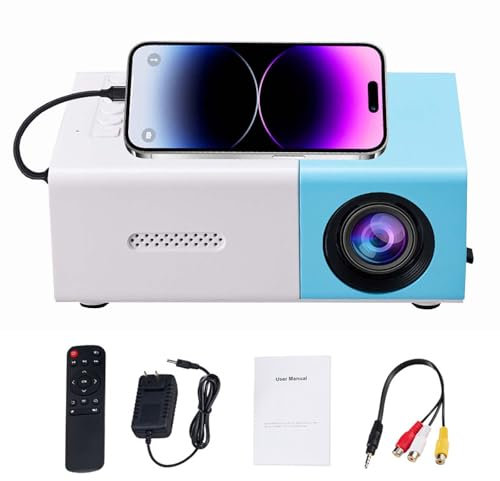 VABOO Mini Projector, Portable LED 1080P Home Movie Theater Projector, Blue, Wi-Fi Ready, HDMI, Auto Focus, 180-Degree Swivel Stand