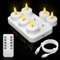 6er Aufladbare Teelichter mit Timerfunktion und Ladestation, LED Wiederaufladbar Kerzen Flackernd mit Fernbedienung Timer für Zimmer Valentinstag Halloween Weihnachten Tisch Party Deko