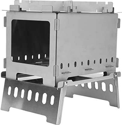 Tbest Klappbarer Holzofen, Winddichter Campingkocher aus Edelstahl, Holzofen, Rucksack-Herd, Campingzubehör für Outdoor-Jagd, Wandern, Camping