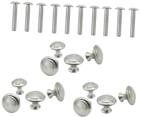 Housoutil 12stücke Edelstahl-einlochgriff Runde Metallknöpfe Pilzförmige Türgriffe Silber Schranktürgriff Schubladenknopf Türaccessoire Für Zuhause