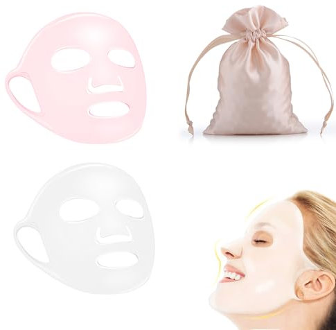 Errshing 2 Pezzi Maschera in Silicone Viso Riutilizzabile Rosa Trasparente Copertura per Maschera in Silicone Viso Impedisce L'Evaporazione, Copri Maschera in Silicon per Coprire Maschere