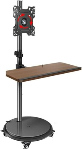 TV stand on wheels Mobile TV Stand - with Keyboard Tray TV Computer Monitor Horizontal and Vertical Rotating Bracket Floor Mobile Cart