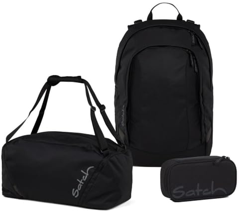 Satch Air Schulrucksack Set 3tlg. inkl. Schlamperbox und Sporttasche (Blackjack)