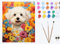 XIAOYOUQIAN Mignon petit chien blanc avec des fleurs，Peinture par Numéro Adulte，40x50cm, Diy Tableau Peindre par Nombre pour Enfants à peindre, cadeaux peints à la main Home Decor，avec cadre