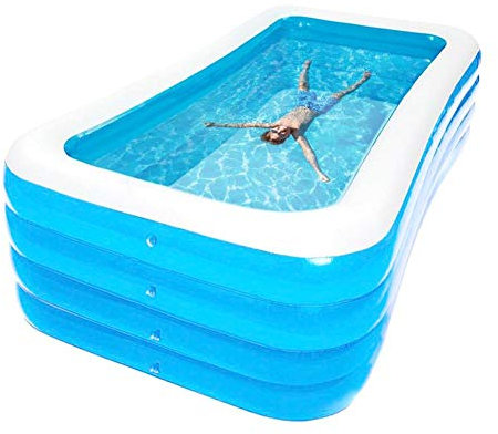 Piscina gonfiabile da giardino gigante, rettangolare, 3,18 m x 1,8 m x 0,75 m, adatta a tutte le età, unisex, resistente e facile da gonfiare