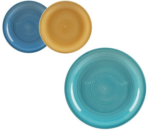 Emeco Speiseteller Essteller Teller Geschirr Set 6 tlg Tafel flache bunt FP105HP (27 cm)