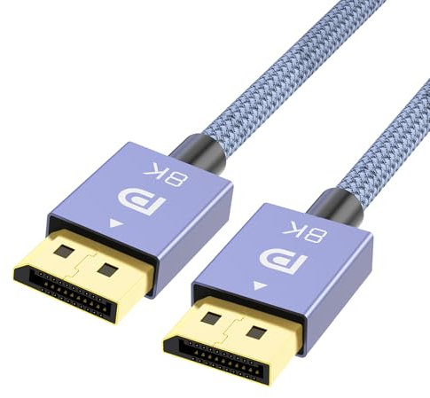Tobfit 8K Displayport Kabel 1.4 2M,Unterstützung 8K@60Hz, 4K@165Hz, 2K@240Hz 32.4Gbp, DP 1.4 Kabel für Gaming Monitor, Grafikkarte,PC,TV