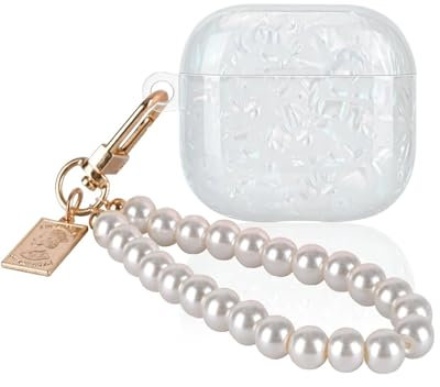 ZEXIJOW Hülle Für AirPods 4 Mit Perlen Schlüsselanhänger,TPU Material,Schutzhülle Für Drahtloses Laden,Bling-Marmor-Design,Zubehör Für Mädchen Und Frauen